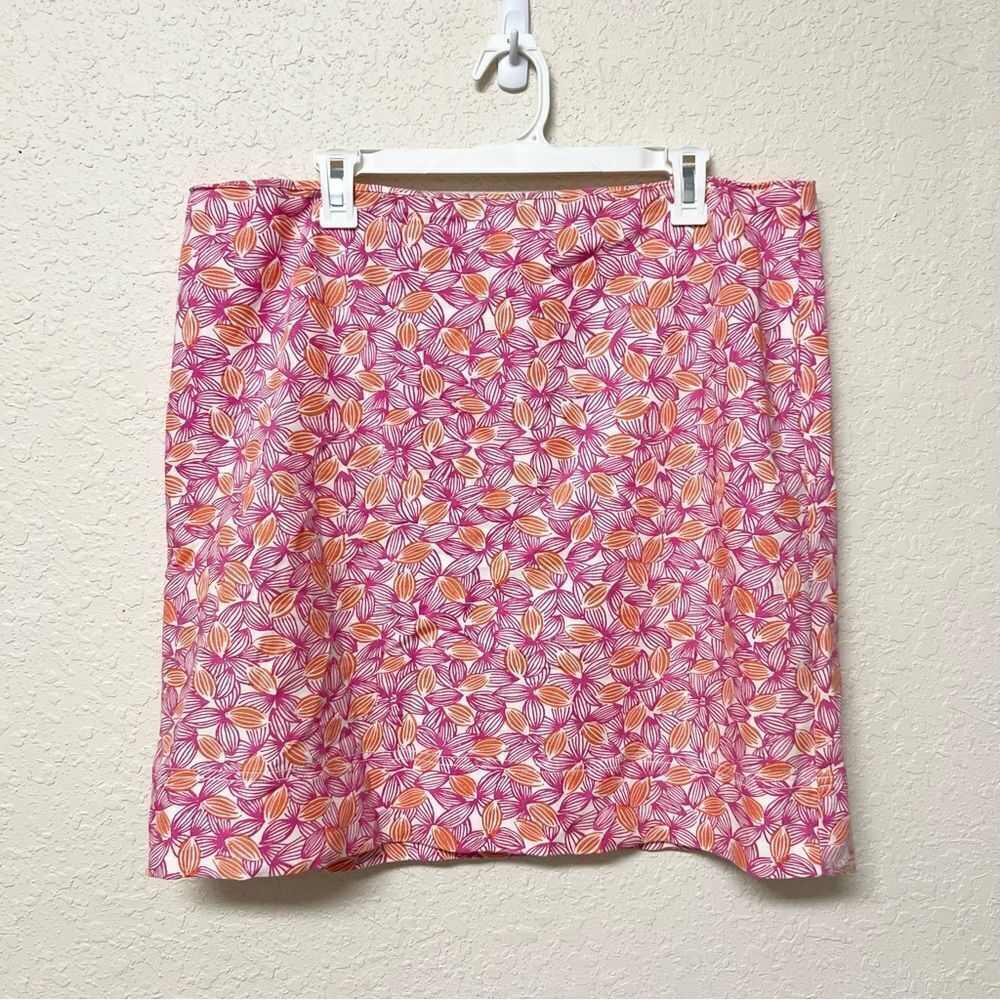 Talbots Pink Orange Printed Pencil Skirt Women’s Size 16 Lined